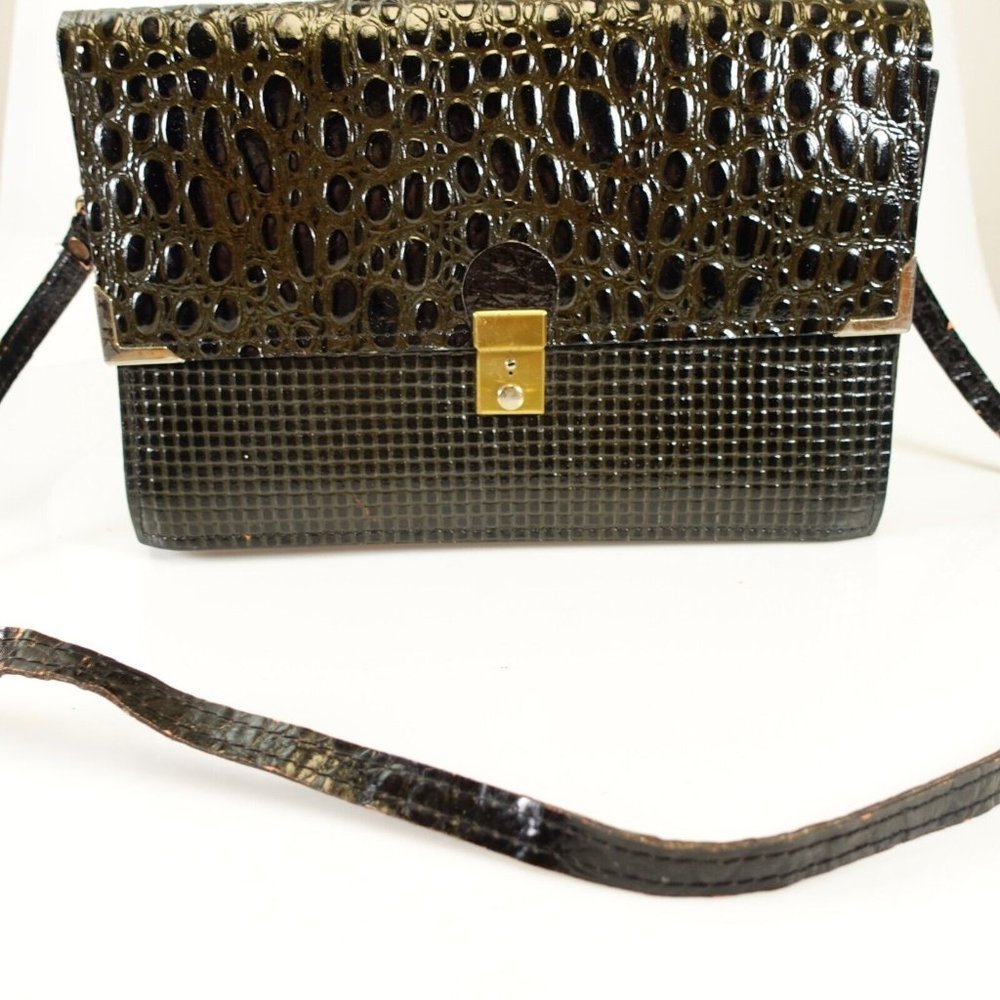 VINTAGE Women's Real Leather Black‎ Detachable Shoulder Bag MEDIUM Sling Bag